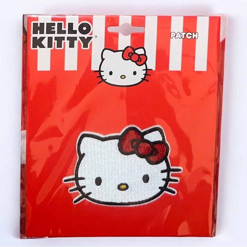 Hello Kitty Patch Head Sanrio Red Bow Embroidered Iron On Patch 3x2